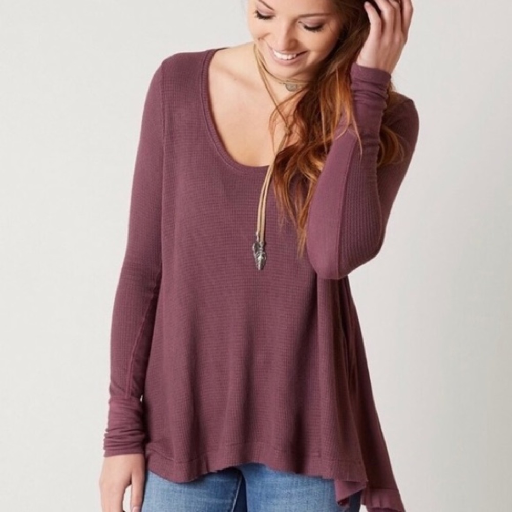 Purple Free People Malibu Thermal Shirt